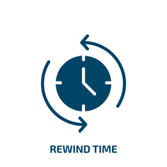 Poster - rewind time icon from general collection. Filled rewind time, rewind, time glyph icons isolated on white background. Black vector rewind time sign, symbol for web design and mobile apps