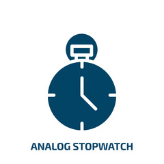 Poster - analog stopwatch icon from general collection. Filled analog stopwatch, timer, hour glyph icons isolated on white background. Black vector analog stopwatch sign, symbol for web design and mobile apps