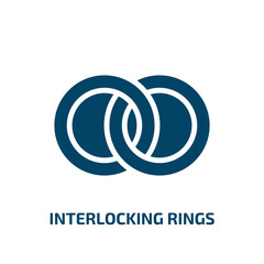 Poster - interlocking rings icon from general collection. Filled interlocking rings, ring, circle glyph icons isolated on white background. Black vector interlocking rings sign, symbol for web design and
