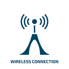 Poster - wireless connection icon from internet security collection. Filled wireless connection, network, connection glyph icons isolated on white background. Black vector wireless connection sign, symbol for