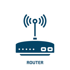 Poster - router icon from internet security collection. Filled router, pc, network glyph icons isolated on white background. Black vector router sign, symbol for web design and mobile apps