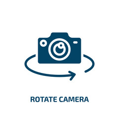 Poster - rotate camera icon from internet security collection. Filled rotate camera, rotate, arrow glyph icons isolated on white background. Black vector rotate camera sign, symbol for web design and mobile