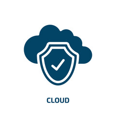 Poster - cloud icon from internet security collection. Filled cloud, business, network glyph icons isolated on white background. Black vector cloud sign, symbol for web design and mobile apps
