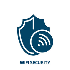 Poster - wifi security icon from internet security collection. Filled wifi security, connection, wifi glyph icons isolated on white background. Black vector wifi security sign, symbol for web design and mobile