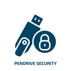 Poster - pendrive security icon from internet security collection. Filled pendrive security, data, usb glyph icons isolated on white background. Black vector pendrive security sign, symbol for web design and