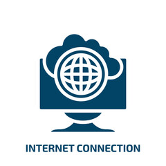 Poster - internet connection icon from internet security collection. Filled internet connection, connection, communication glyph icons isolated on white background. Black vector internet connection sign,