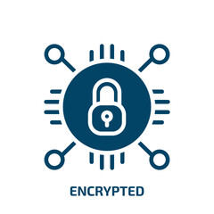 Poster - encrypted icon from internet security collection. Filled encrypted, password, internet glyph icons isolated on white background. Black vector encrypted sign, symbol for web design and mobile apps