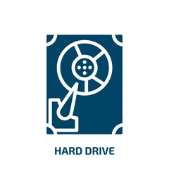 Poster - hard drive icon from internet security collection. Filled hard drive, computer, technology glyph icons isolated on white background. Black vector hard drive sign, symbol for web design and mobile apps