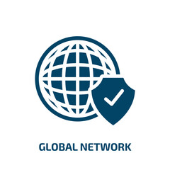 Poster - global network icon from internet security collection. Filled global network, data, global glyph icons isolated on white background. Black vector global network sign, symbol for web design and mobile