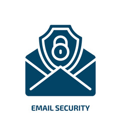 Poster - email security icon from internet security collection. Filled email security, internet, security glyph icons isolated on white background. Black vector email security sign, symbol for web design and