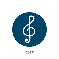 Poster - clef icon from music and media collection. Filled clef, music, note glyph icons isolated on white background. Black vector clef sign, symbol for web design and mobile apps