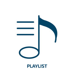 Poster - playlist icon from music and media collection. Filled playlist, music, player glyph icons isolated on white background. Black vector playlist sign, symbol for web design and mobile apps