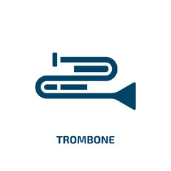 Poster - trombone icon from music and media collection. Filled trombone, jazz, concert glyph icons isolated on white background. Black vector trombone sign, symbol for web design and mobile apps