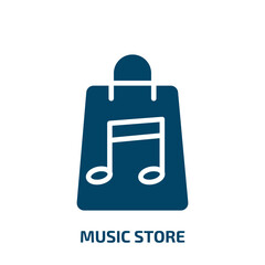 Poster - music store icon from music and media collection. Filled music store, music, store glyph icons isolated on white background. Black vector music store sign, symbol for web design and mobile apps