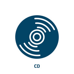 Poster - cd icon from music and media collection. Filled cd, disc, sound glyph icons isolated on white background. Black vector cd sign, symbol for web design and mobile apps