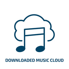 Poster - downloaded music cloud icon from music and media collection. Filled downloaded music cloud, cloud, download glyph icons isolated on white background. Black vector downloaded music cloud sign, symbol