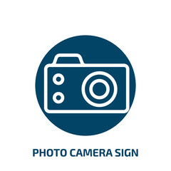 Poster - photo camera sign icon from music and media collection. Filled photo camera sign, camera, photo glyph icons isolated on white background. Black vector photo camera sign sign, symbol for web design and