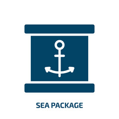 Poster - sea package icon from nautical collection. Filled sea package, sea, package glyph icons isolated on white background. Black vector sea package sign, symbol for web design and mobile apps