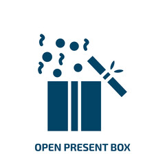 Poster - open present box icon from people collection. Filled open present box, gift, present glyph icons isolated on white background. Black vector open present box sign, symbol for web design and mobile apps