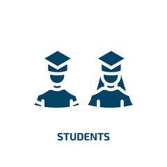Poster - students icon from people collection. Filled students, study, student glyph icons isolated on white background. Black vector students sign, symbol for web design and mobile apps