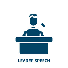 Poster - leader speech icon from people collection. Filled leader speech, leader, business glyph icons isolated on white background. Black vector leader speech sign, symbol for web design and mobile apps