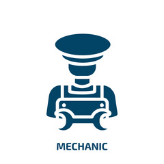 Poster - mechanic icon from professions collection. Filled mechanic, technology, engineering glyph icons isolated on white background. Black vector mechanic sign, symbol for web design and mobile apps