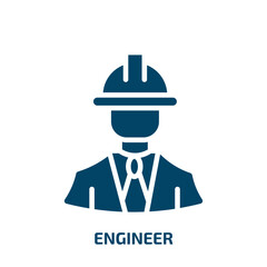 Poster - engineer icon from professions collection. Filled engineer, engineering, equipment glyph icons isolated on white background. Black vector engineer sign, symbol for web design and mobile apps