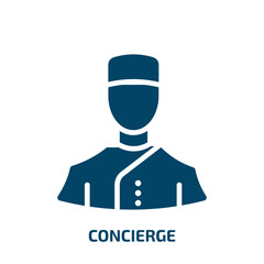 Poster - concierge icon from professions collection. Filled concierge, vacation, reception glyph icons isolated on white background. Black vector concierge sign, symbol for web design and mobile apps