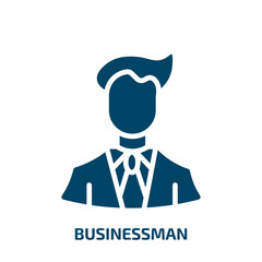 Poster - businessman icon from professions collection. Filled businessman, people, company glyph icons isolated on white background. Black vector businessman sign, symbol for web design and mobile apps