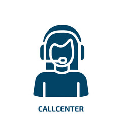 Poster - callcenter icon from professions collection. Filled callcenter, operator, phone glyph icons isolated on white background. Black vector callcenter sign, symbol for web design and mobile apps