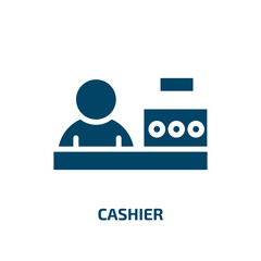 Poster - cashier icon from professions collection. Filled cashier, business, market glyph icons isolated on white background. Black vector cashier sign, symbol for web design and mobile apps