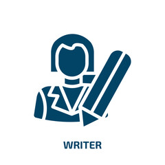 Poster - writer icon from professions collection. Filled writer, education, write glyph icons isolated on white background. Black vector writer sign, symbol for web design and mobile apps
