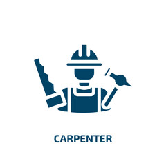 Poster - carpenter icon from professions collection. Filled carpenter, vector, construction glyph icons isolated on white background. Black vector carpenter sign, symbol for web design and mobile apps