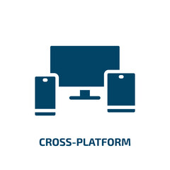 cross-platform icon from programming collection. Filled cross-platform, platform, car glyph icons isolated on white background. Black vector cross-platform sign, symbol for web design and mobile apps