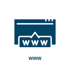 Poster - www icon from programming collection. Filled www, button, computer glyph icons isolated on white background. Black vector www sign, symbol for web design and mobile apps