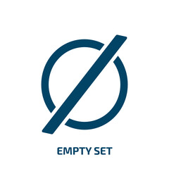 Poster - empty set symbol icon from signs collection. Filled empty set symbol, empty, business glyph icons isolated on white background. Black vector empty set symbol sign, symbol for web design and mobile