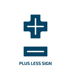 Poster - plus less sign icon from signs collection. Filled plus less sign, minus, less glyph icons isolated on white background. Black vector plus less sign sign, symbol for web design and mobile apps