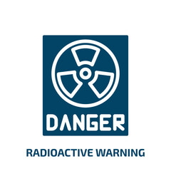 Poster - radioactive warning icon from signs collection. Filled radioactive warning, radioactive, danger glyph icons isolated on white background. Black vector radioactive warning sign, symbol for web design