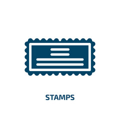Poster - stamps icon from social media marketing collection. Filled stamps, stamp, collection glyph icons isolated on white background. Black vector stamps sign, symbol for web design and mobile apps