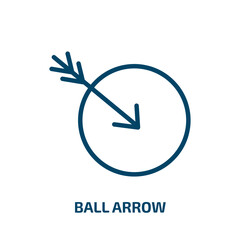Poster - ball arrow icon from sports collection. Filled ball arrow, arrow, ball glyph icons isolated on white background. Black vector ball arrow sign, symbol for web design and mobile apps