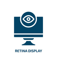 Poster - retina display icon from technology collection. Filled retina display, screen, tech glyph icons isolated on white background. Black vector retina display sign, symbol for web design and mobile apps