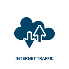 Poster - internet traffic icon from technology collection. Filled internet traffic, traffic, security glyph icons isolated on white background. Black vector internet traffic sign, symbol for web design and