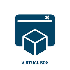 Poster - virtual box icon from technology collection. Filled virtual box, virtual, digital glyph icons isolated on white background. Black vector virtual box sign, symbol for web design and mobile apps