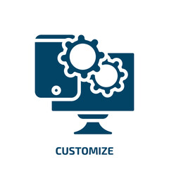 Poster - customize icon from technology collection. Filled customize, technology, business glyph icons isolated on white background. Black vector customize sign, symbol for web design and mobile apps