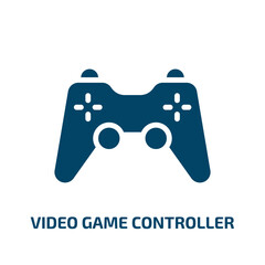 Poster - video game controller icon from technology collection. Filled video game controller, play, game glyph icons isolated on white background. Black vector video game controller sign, symbol for web design