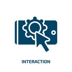 Poster - interaction icon from technology collection. Filled interaction, vector, business glyph icons isolated on white background. Black vector interaction sign, symbol for web design and mobile apps