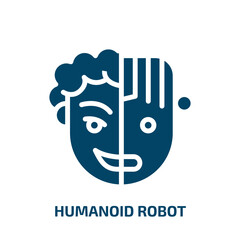 Poster - humanoid robot icon from technology collection. Filled humanoid robot, robot, humanoid glyph icons isolated on white background. Black vector humanoid robot sign, symbol for web design and mobile apps