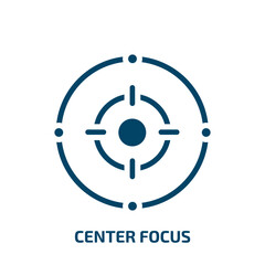 Poster - center focus icon from technology collection. Filled center focus, arrow, accuracy glyph icons isolated on white background. Black vector center focus sign, symbol for web design and mobile apps