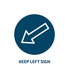 Poster - keep left sign icon from traffic signs collection. Filled keep left sign, arrow, right glyph icons isolated on white background. Black vector keep left sign sign, symbol for web design and mobile apps