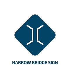 Poster - narrow bridge sign icon from traffic signs collection. Filled narrow bridge sign, road, street glyph icons isolated on white background. Black vector narrow bridge sign sign, symbol for web design and